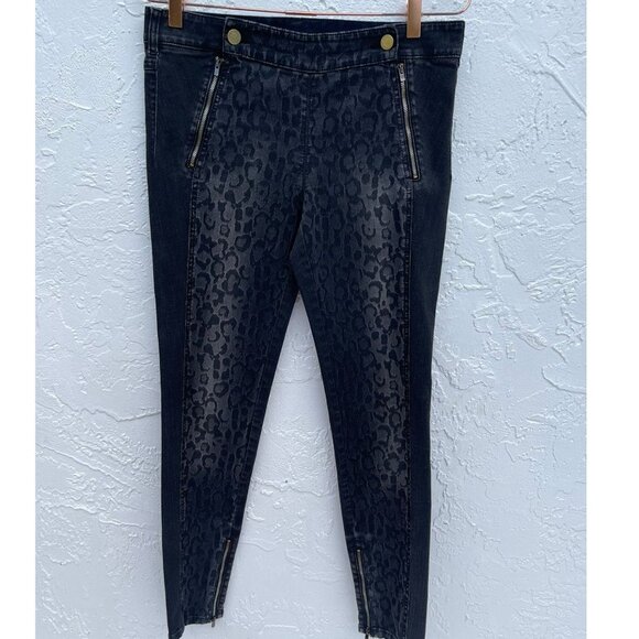 Stella McCartney Womens Front Leopard Print Jeans Black Sz 28 - Picture 1 of 14